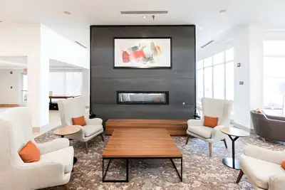Hotel guest room seating area