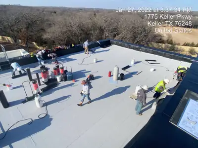 Crew working on a flat roof