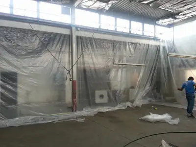 Large space sealed with plastic containment