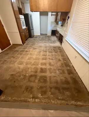 Hallway with carpet before work