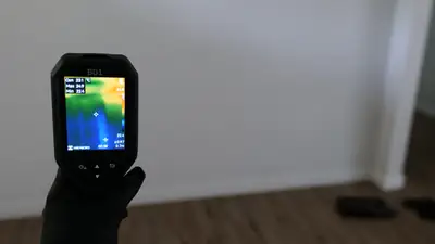 Thermal camera image of a wall