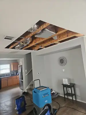 Ceiling opened with a dehumidifier running