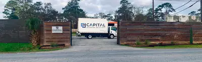 Company yard and building with signage