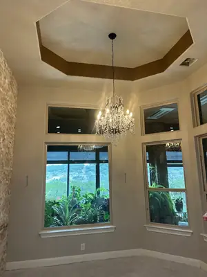 Finished room with large windows