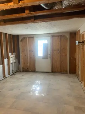 Room with walls stripped