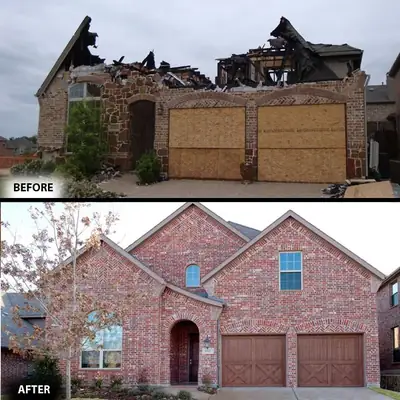 Home before and after fire restoration