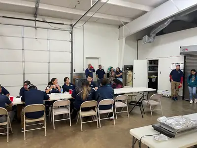 Staff training session in a warehouse