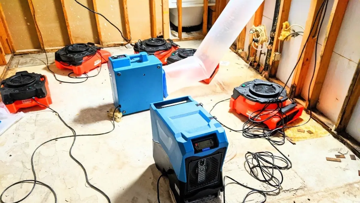 Drying equipment set up in a room