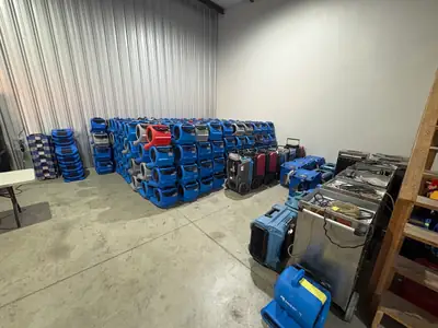 Warehouse stocked with drying equipment