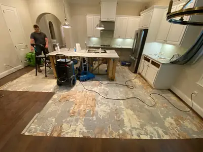 Kitchen with flooring removed