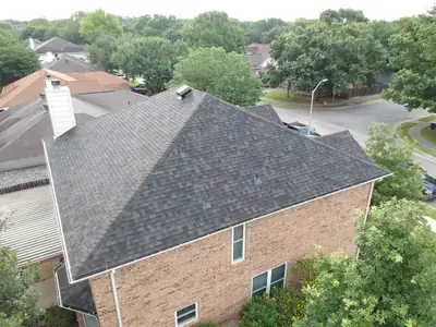 Aerial view of a shingle roof