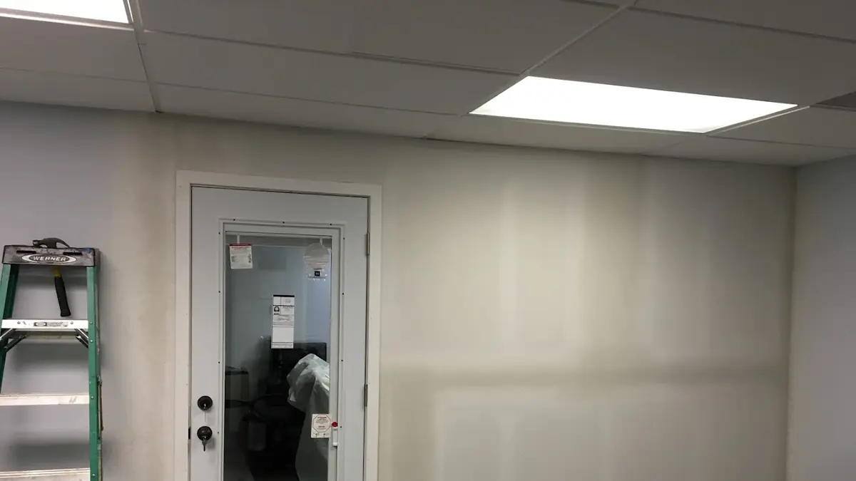 Freshly restored interior with a new door