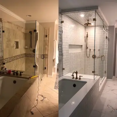 Bathroom with a glass shower