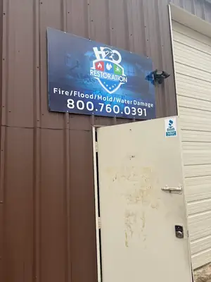 H20 Restoration inc office door with signage