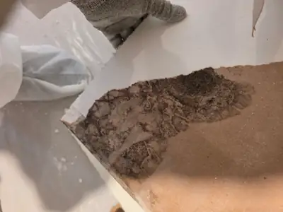 Damaged drywall removed