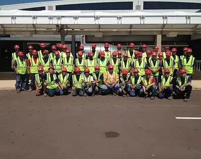 Crew in high-visibility vests