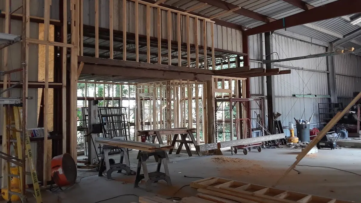 Commercial interior stripped back to the framing