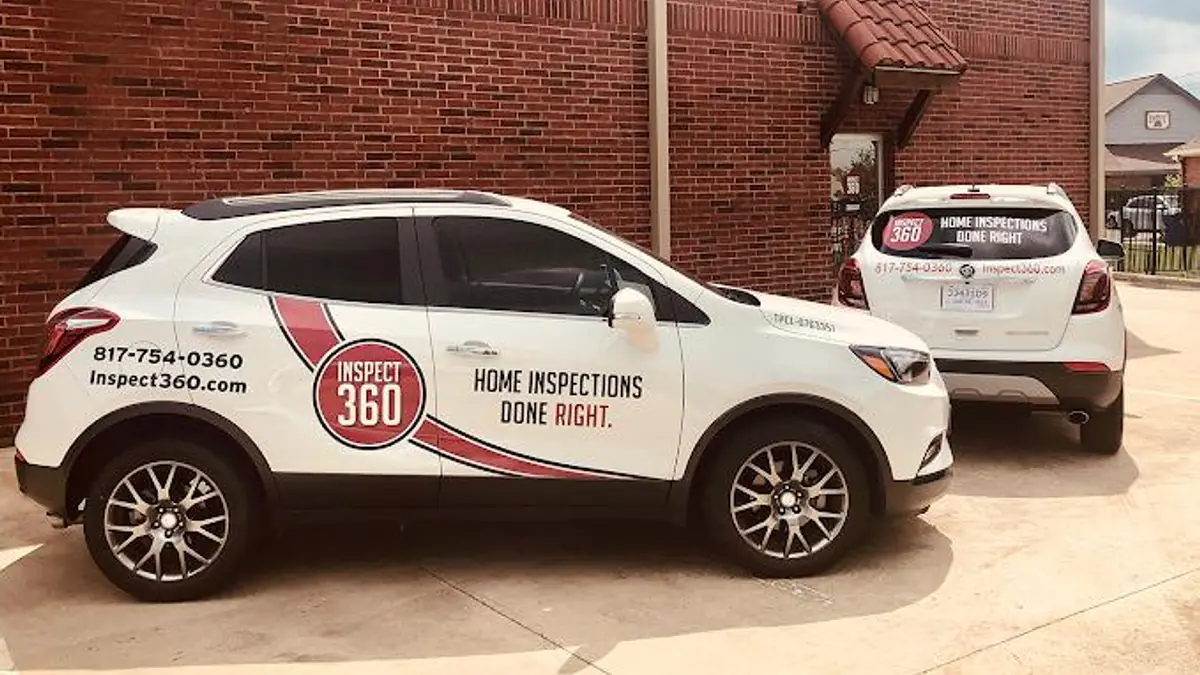 Inspect360 branded SUV parked outside a home