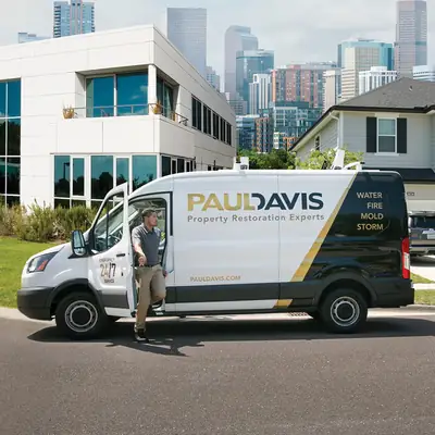 Paul Davis van outside an office building