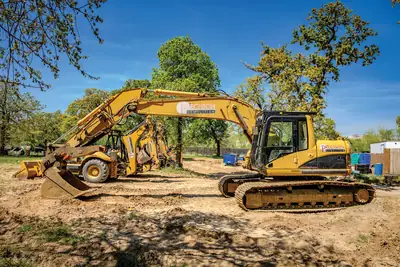Excavators on a demolition site