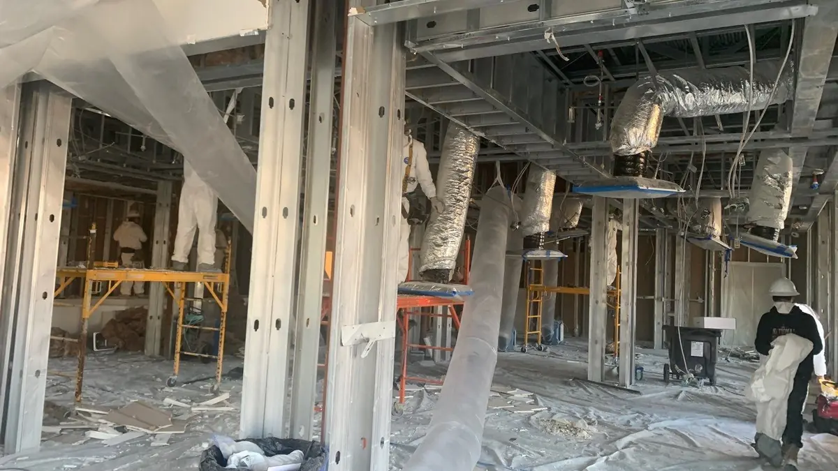 Commercial interior gutted during restoration