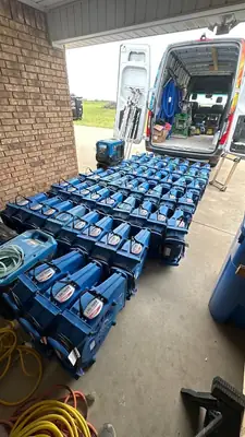 Drying equipment loaded in a work truck