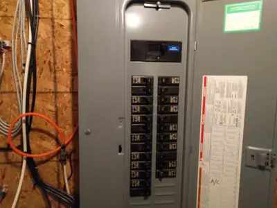 Electrical panel opened during an inspection