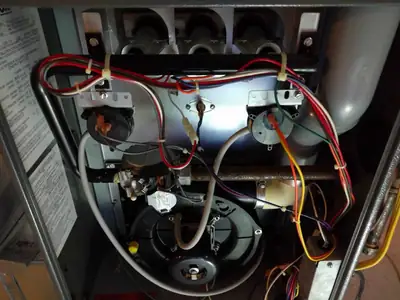 HVAC unit opened for inspection