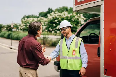 Technician greeting a homeowner