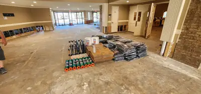 Drying equipment staged in a stripped home