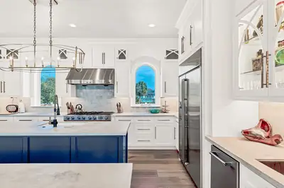 Finished kitchen with a large island