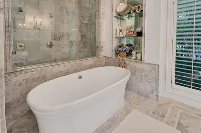 Freestanding tub in a finished bathroom