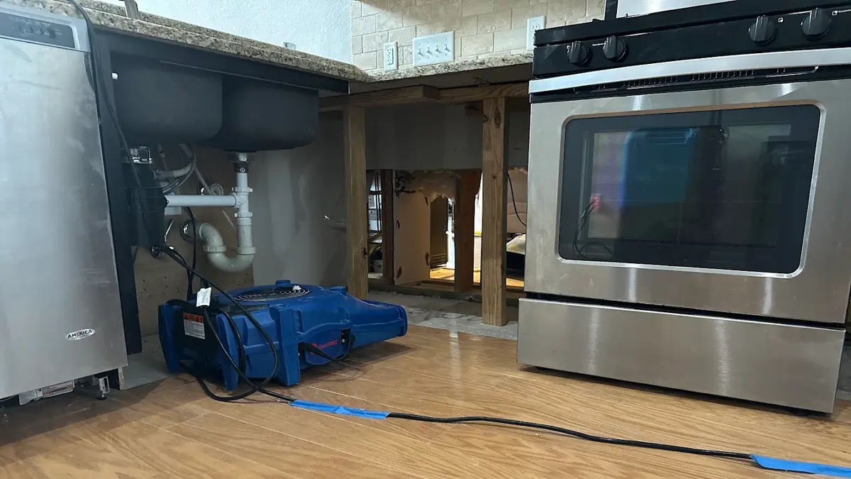 Kitchen with drying equipment and floor protection