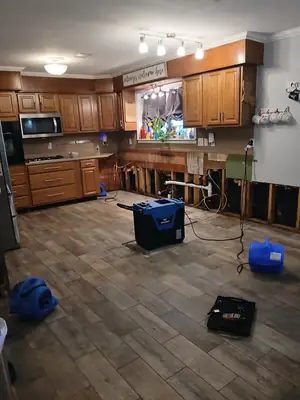 Kitchen with air movers running
