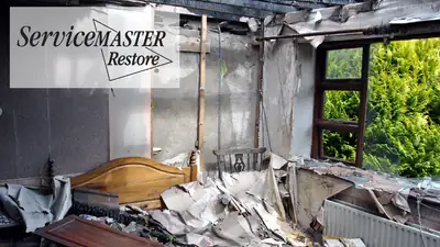 Fire-damaged room