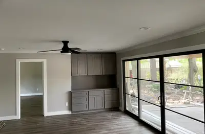 Restored room with large windows