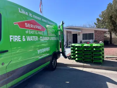 SERVPRO truck with drying equipment