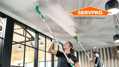 Technician cleaning a ceiling