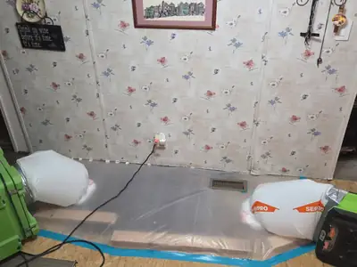 Drying equipment set up in a room
