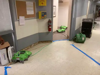 Drying equipment in a hallway
