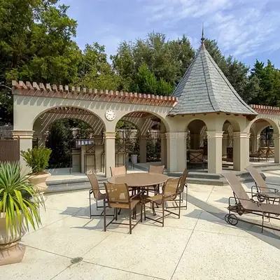 Outdoor pavilion with dining area
