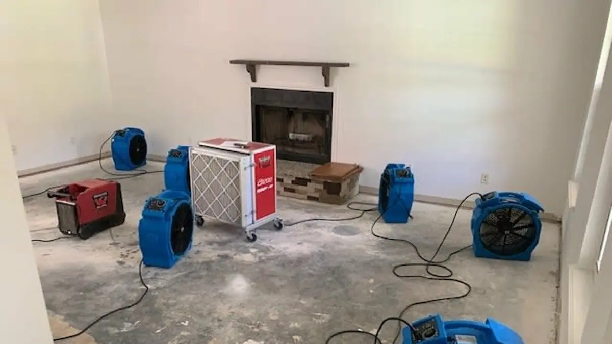 Drying equipment set up in a living room