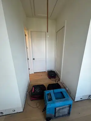 Air movers drying a room