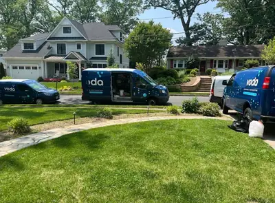 Voda vans on a residential street