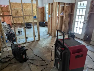 Drying equipment in a stripped room