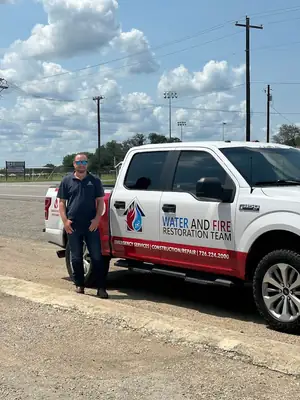 Branded truck on a job